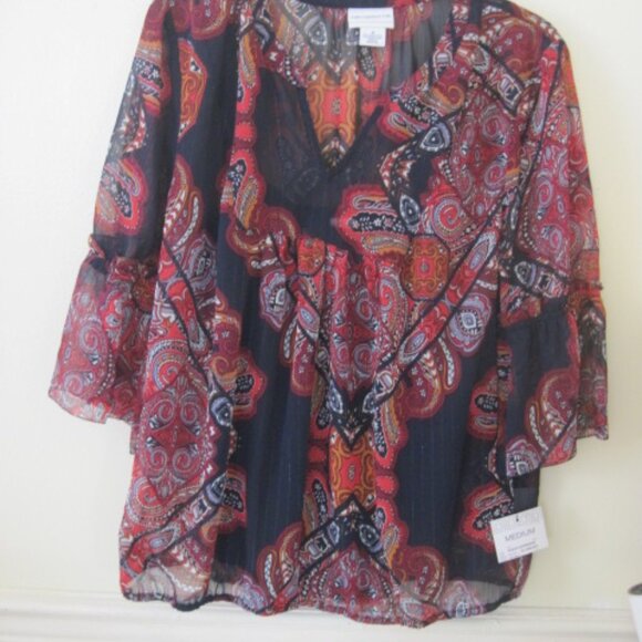LIZ CLAIBORNE~Women's Top Size M~W/Camisole Mutli~Paisley Expressions~New/W/Tags - Picture 5 of 6